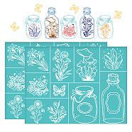 Self-Adhesive Silk Screen Printing Stencil, for Painting on Wood, DIY Decoration T-Shirt Fabric, Turquoise, Bottle, 280x220mm(DIY-WH0338-304)