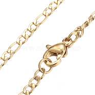 Ion Plating(IP) 304 Stainless Steel Figaro Chain Necklaces, with Lobster Clasp, Golden, 19.7 inch(50cm), 2.5mm(STAS-K168-01G)