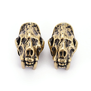 Brass Beads, Skull, Antique Bronze, 20x13x14mm, Hole: 5.5mm(KK-G360-01AB)