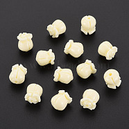 Shell Beads, Dyed, Flower, Lemon Chiffon, 9x7.8mm, Hole: 1.2mm(SSHEL-T014-47B)