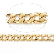 304 Stainless Steel Cuban Link Chains, Chunky Curb Chains, with Spool, Unwelded, for Jewelry Making, Golden, 7x4.5x1mm, about 82.02 Feet(25m)/roll(CHS-P003-20G)