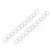 Iron Chain Extender, Curb Chains, Nickel Free, Silver Color Plated, 50mm, Link: 5~5.5x3.5~4x0.5mm(X-IFIN-T007-10S-NF)
