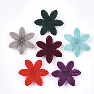 Flocky Acrylic Bead Caps, 6-Petal, Flower, Mixed Color, 34x30x7mm, Hole: 1.5mm(X-FIND-T046-14)