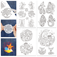 4 Sheets 11.6x8.2 Inch Stick and Stitch Embroidery Patterns, Non-woven Fabrics Water Soluble Embroidery Stabilizers, Mermaid, 297x210mmm(DIY-WH0455-092)