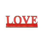Natural Wood Display Holder Sets, Word Love, Red, 76x200x4.5mm(WOOD-I005-04)