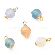 Electroplate Glass Beads Pendants, with Iron Findings and Tibetan Style Alloy Spacer Beads,  Frosted, Faceted, Round, Golden, Mixed Color, 16.5x10mm, Hole: 2.5mm(PALLOY-JF00657)