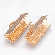 Brass Ribbon Crimp Ends, Rectangle, Golden, 8x16mm, Hole: 1x5mm(KK-Q747-10E-G)