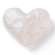 Luminous Acrylic Beads, Glitter Beads, Glow in the Dark, Heart, Floral White, 24x29x10mm, Hole: 2mm, about 115pcs/500g(OACR-E010-20G)
