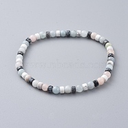 Natural Morganite & Howlite & Snowflake Obsidian Beads Stretch Bracelets, 2-1/8 inch(5.5cm)(BJEW-JB04697-02)