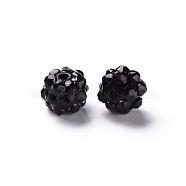 Resin Rhinestone Beads, with Acrylic Round Beads Inside, for Bubblegum Jewelry, Black, 10x8mm, Hole: 2~2.5mm(RESI-S315-8x10-01)