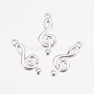 Tibetan Style Alloy Treble Clef Pendants, Cadmium Free & Lead Free, Musical Note, Silver Color Plated, 26x10x2mm, Hole: 2mm(TIBEP-R315-S-LF)