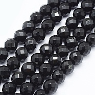 Natural Black Onyx Beads Strands, Dyed, Round, Faceted, 4mm, Hole: 0.5mm, about 97pcs/strand, 14.96 inch(38cm)(G-E469-07-4mm)