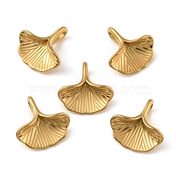 304 Stainless Steel Charms, Ginkgo Leaf Charm, Golden, 13x13x4mm, Hole: 4x2mm(STAS-A082-02G)