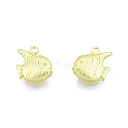 Rack Plating Brass Charms, Fish Charms, Matte Gold Color, 10x11x3mm, Hole: 1.2mm(KK-C006-36MG)