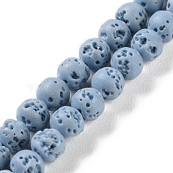 Synthetic Lava Rock Dyed Beads Strands, Round, Light Sky Blue, 6~6.5mm, Hole: 1mm, about 63pcs/strand, 15.16''(38.5cm)(G-H311-08A-06)