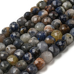 Natural Sodalite Beads Strands, Faceted, Grade AB, Cube, 5x5x5mm, Hole: 0.5mm, about 79pcs/strand, 14.92''(37.9cm)(G-A097-D01-06)