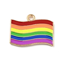 Alloy Enamel Pendants, Pride Flag/Rainbow Flag, Light Gold, Colorful, 15.5x20x1.5mm, Hole: 1.6mm(ENAM-G208-11KCG)