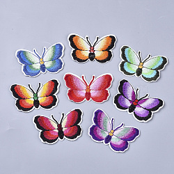Computerized Embroidery Cloth Iron On/Sew On Patches, Costume Accessories, Appliques, Butterfly, Mixed Color, 46x71x1.5mm, about 9colors, 1color/10pcs, 90pcs/bag(AJEW-S076-005)