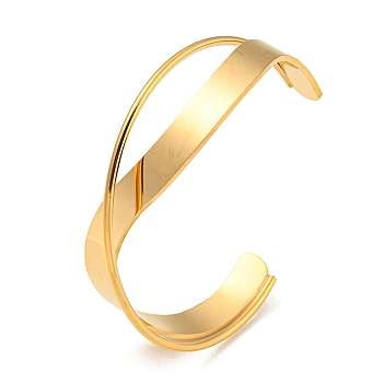 304 Stainless Steel Plain Cuff Bracelet, Golden, Inner Diameter: 2-3/8 inch(6cm)