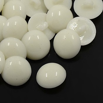 Acrylic Dome Shank Buttons, 1-Hole, Dyed, Half Round, White, 18x6mm, Hole: 3mm