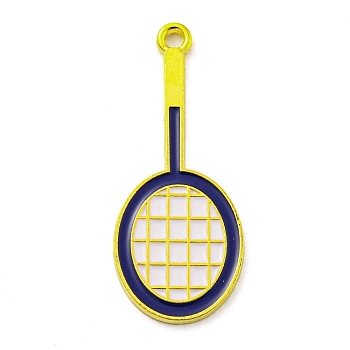 Alloy Enamel Pendants, Golden, Badminton Racket, 38x16x1.5mm, Hole: 2mm