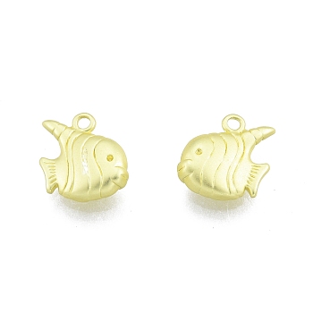 Rack Plating Brass Charms, Fish Charms, Matte Gold Color, 10x11x3mm, Hole: 1.2mm