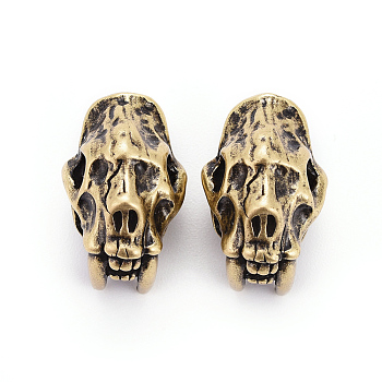 Brass Beads, Skull, Antique Bronze, 20x13x14mm, Hole: 5.5mm