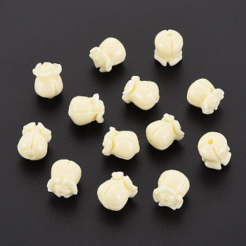 Shell Beads, Dyed, Flower, Lemon Chiffon, 9x7.8mm, Hole: 1.2mm