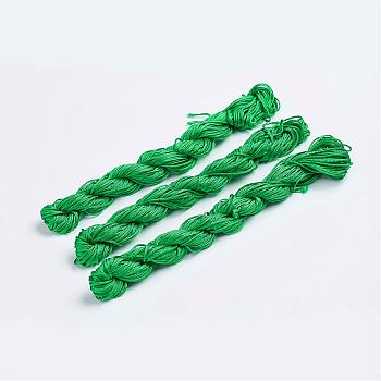 Nylon Thread, Nylon Jewelry Cord for Custom Woven Bracelets Making, Green, 1mm, about 26.24 yards(24m)/bundle, 10bundles/bag, about 262.46 yards(240m)/bag