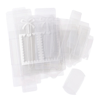 Folding PVC Storage Gift Box, Rectangle, Clear, 4.95~24.1x4.2~14x1.3~10cm