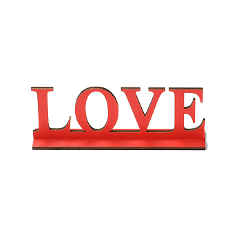 Natural Wood Display Holder Sets, Word Love, Red, 76x200x4.5mm