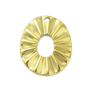 Textured 201 Stainless Steel Pendants, Golden, Oval, 21.5x18x1.5mm, Hole: 1.8mm