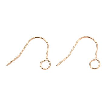 304 Stainless Steel Earring Hooks, Ear Wire with Horizontal Loop, Rose Gold, 20 Gauge, 24x29x1mm, Hole: 5mm, Pin: 0.8mm