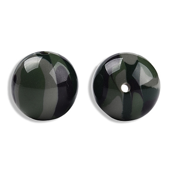 Resin Beads, Imitation Gemstone, Round, Dark Olive Green, 19.5mm, Hole: 2~2.4mm