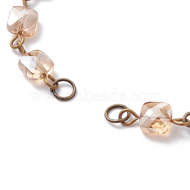 Square Faceted Glass Beaded Link Chain Bracelet Making(AJEW-JB01150-49)-2