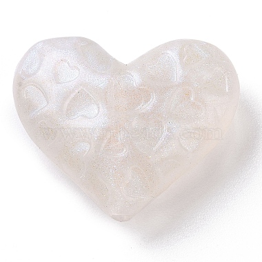 Floral White Heart Acrylic Beads