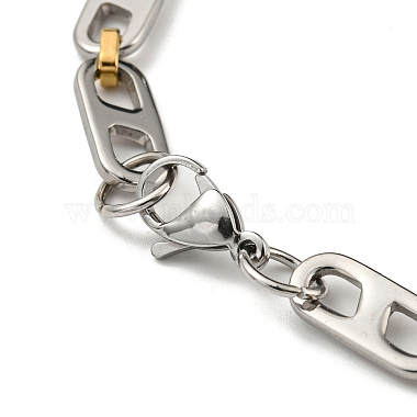 Two Tone 304 Stainless Steel Oval Link Chain Bracelet(BJEW-B078-03GP)-3