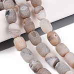Natural Agate Beads Strands, Barrel, Dyed & Heated, Bisque, 13~17x11~13mm, Hole: 0.7~1mm, about 25pcs/strand, 15.75~15.94 inch(40~40.5cm)(G-Q606-63)