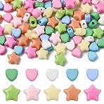 100Pcs 10 Styles Opaque Acrylic Beads, Dying, Heart/Star, Mixed Color, 7~9x7~9.5x4~5.5mm, Hole: 1.6~2.5mm, 10pcs/style (MACR-YW0004-48)