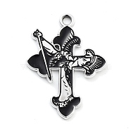 Halloween Alloy Enamel Pendants, Platinum, Cross, 28x20.5x1mm, Hole: 2mm(FIND-M019-01C)