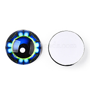 Glass Cabochons, Half Round with Eye, Kaleidoscope, Blue, 20x6.5mm(GGLA-T004-06C)