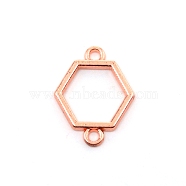 Hollow Frame Alloy Links Connectors, Cadmium Free & Lead Free, Hexagon , Rose Gold, 21x16x1.5mm, Hole: 2mm(FIND-WH0090-78RG)