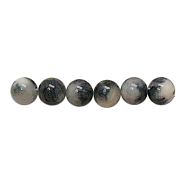 Natural White Jade Beads Strands, Dyed, Round, Dark Gray, 6mm, Hole: 1mm, about 68pcs/strand, 16 inch(G-H1625-6mm-PR10)