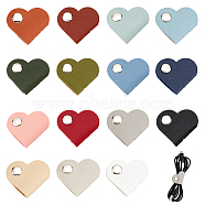 AHADEMAKER 15Pcs 15 Colors PU Leather Cord Organizers, Cable Wire Management Wrap, with Iron Snap Button, Heart, Mixed Color, 35x39x8mm, 1pc/color(AJEW-GA0004-68)