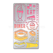 Retro Diner Stainless Steel Metal Stencils Cutting Dies, for DIY Scrapbooking/Photo Album, Decorative Embossing DIY Paper Card, Matte Stainless Steel Color, Food Pattern, 177x101x0.5mm(DIY-WH0242-271)