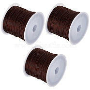 3 Rolls Flat Elastic Crystal String, Elastic Beading Thread, for Stretch Bracelet Making, Coconut Brown, 0.8mm, about 54.68 Yards(50m)/roll(EW-BBC0001-03A)
