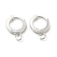 201 Stainless Steel Huggie Hoop Earrings Findings, with Vertical Loop, with 316 Surgical Stainless Steel Earring Pins, Ring, Silver, 11x2mm, Hole: 2.7mm, Pin: 1mm(STAS-A167-01E-S)