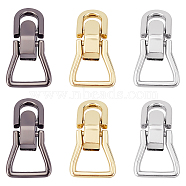 WADORN&reg 6Pcs 3 Colors Zinc Alloy Hanger Ring Clasps, for Bag Buckle Accessories Makings, Mixed Color, 4.1x2.2x1.08cm, 2pcs/color(FIND-WR0004-12)