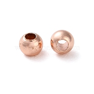 Rack Plating Brass Spacer Beads, Long-Lasting Plated, Lead Free & Cadmium Free, Round, Rose Gold, 3x2.8mm, Hole: 1mm(KKB-I709-03C-RG)