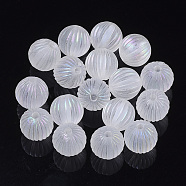 Transparent Corrugated Melon Acrylic Beads, AB Color Plated, Round, Clear AB, 9.5mm, Hole: 1.8mm.(X-TACR-R142-01)